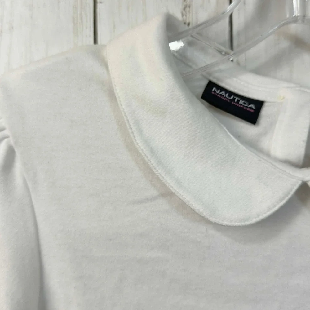 Nautica NWT Girl's School Uniform White Peter Pan Collar Top‎ Size XL Regular